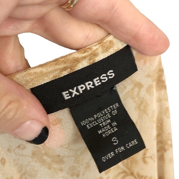 Y2K Express Peasant Top Bell Sleeve Retro Floral Print Hippie Mesh - Picture 6 of 6